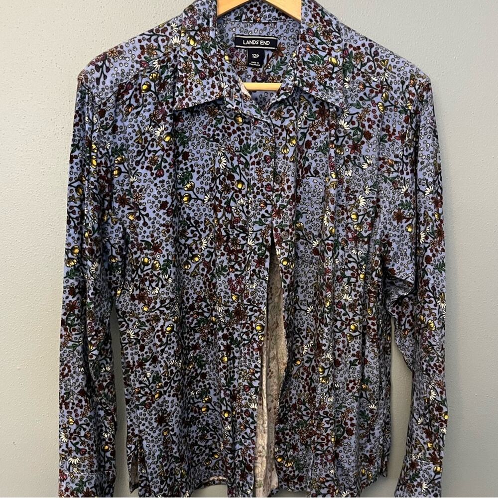 Lands’ End Floral Flannel Shirt